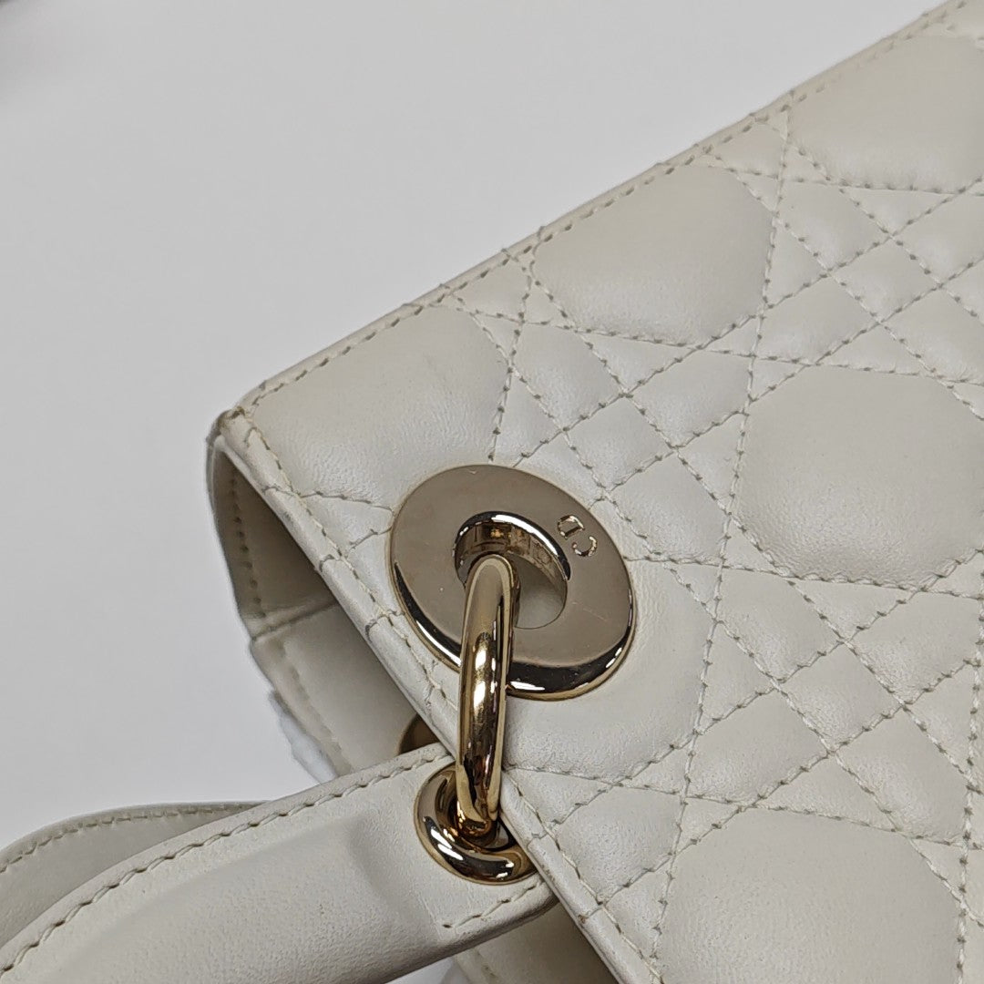 Lady Dior Small Cannage Lambskin White