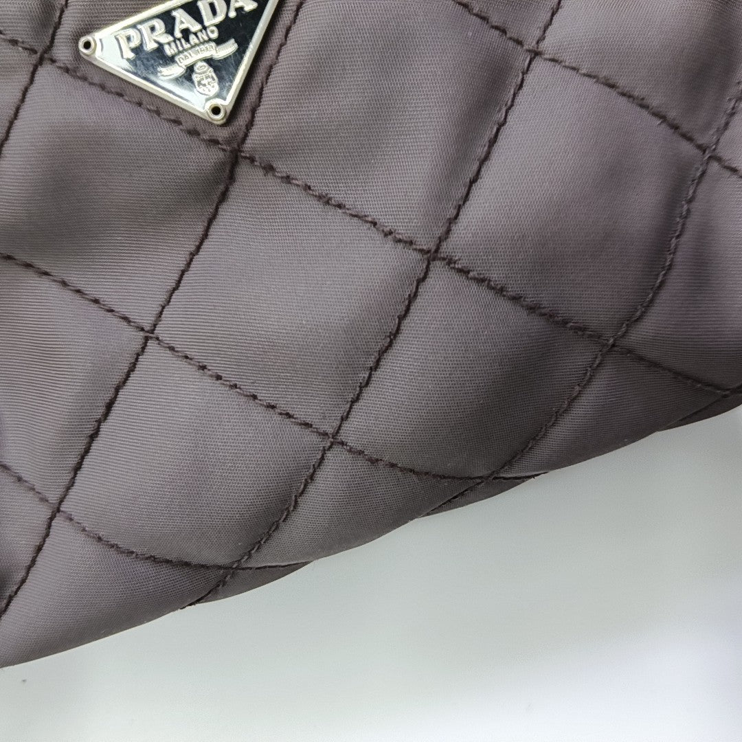 Quilted Nylon Top Handle Bag Purple