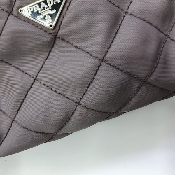 Quilted Nylon Top Handle Bag Purple