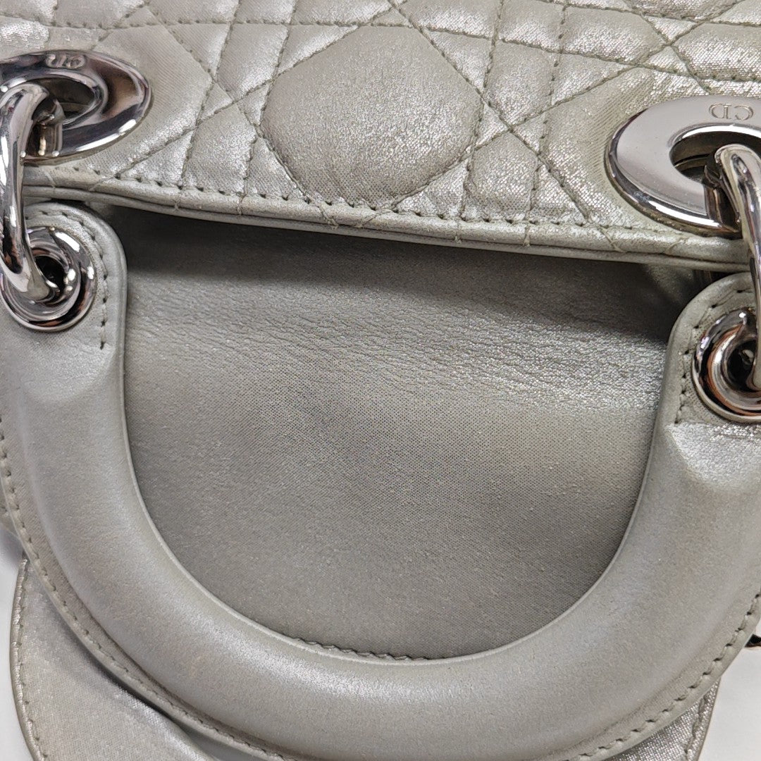 Lady Dior Mini Cannage Lambskin Gray