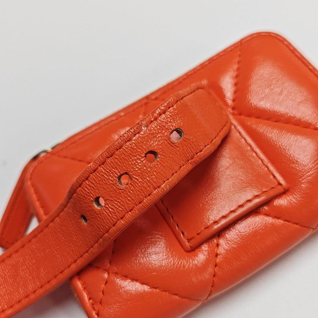 Quilted Lambskin Wallet Orange