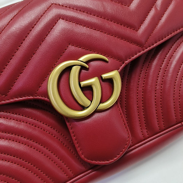GG Marmont Medium Quilted Calfskin Red