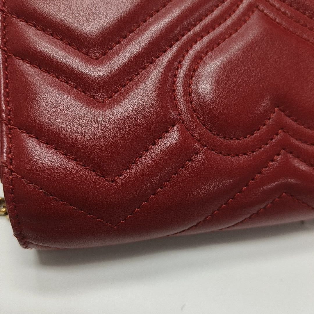 GG Marmont Super Mini Quilted Calfskin Red