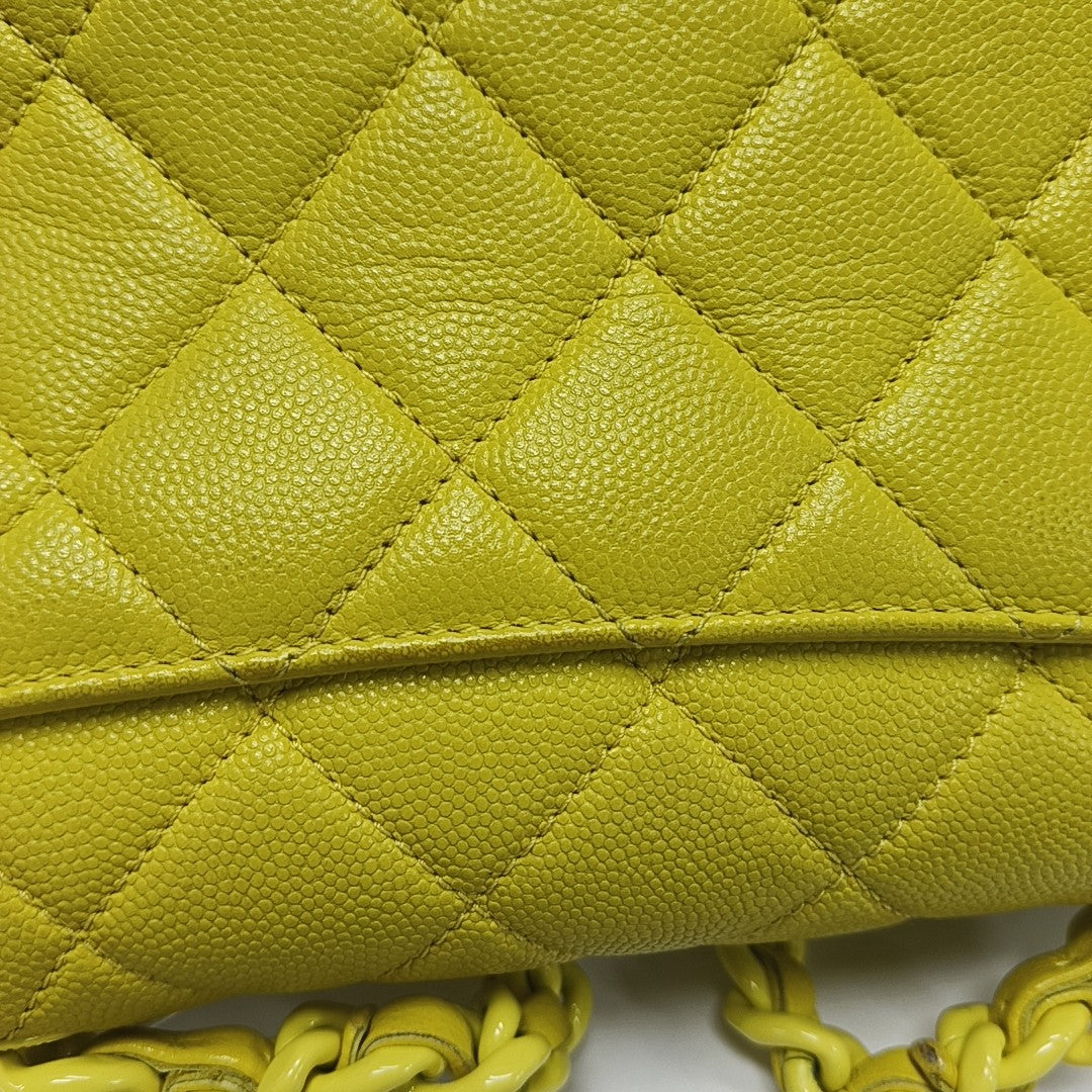 Quilted Grained Calfskin Crossbody Bag Yellow