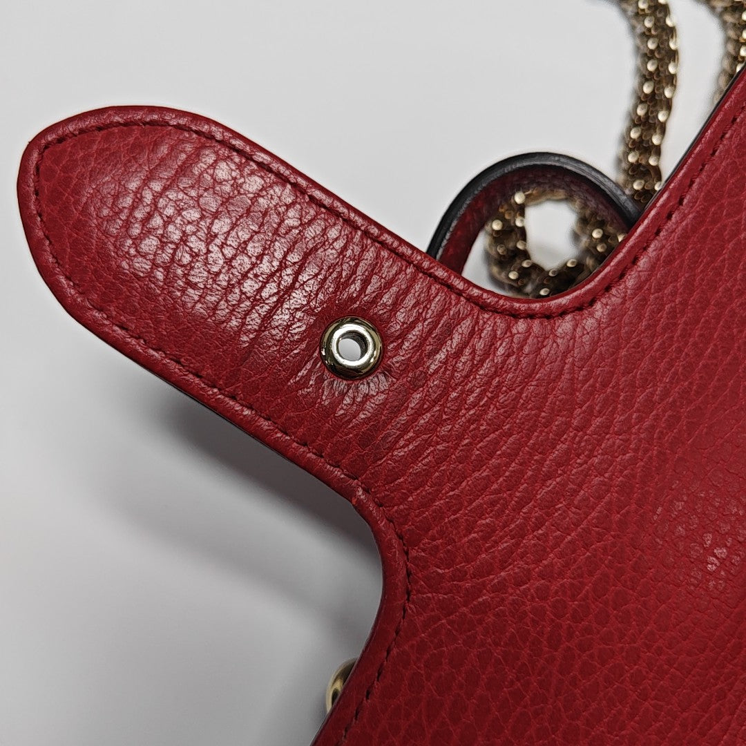 Interlocking G Small Calfskin Red