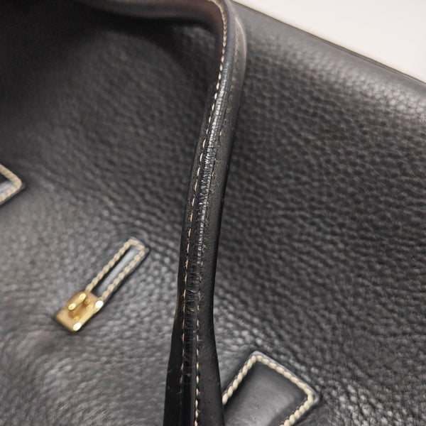 Calfskin Top Handle Bag Black