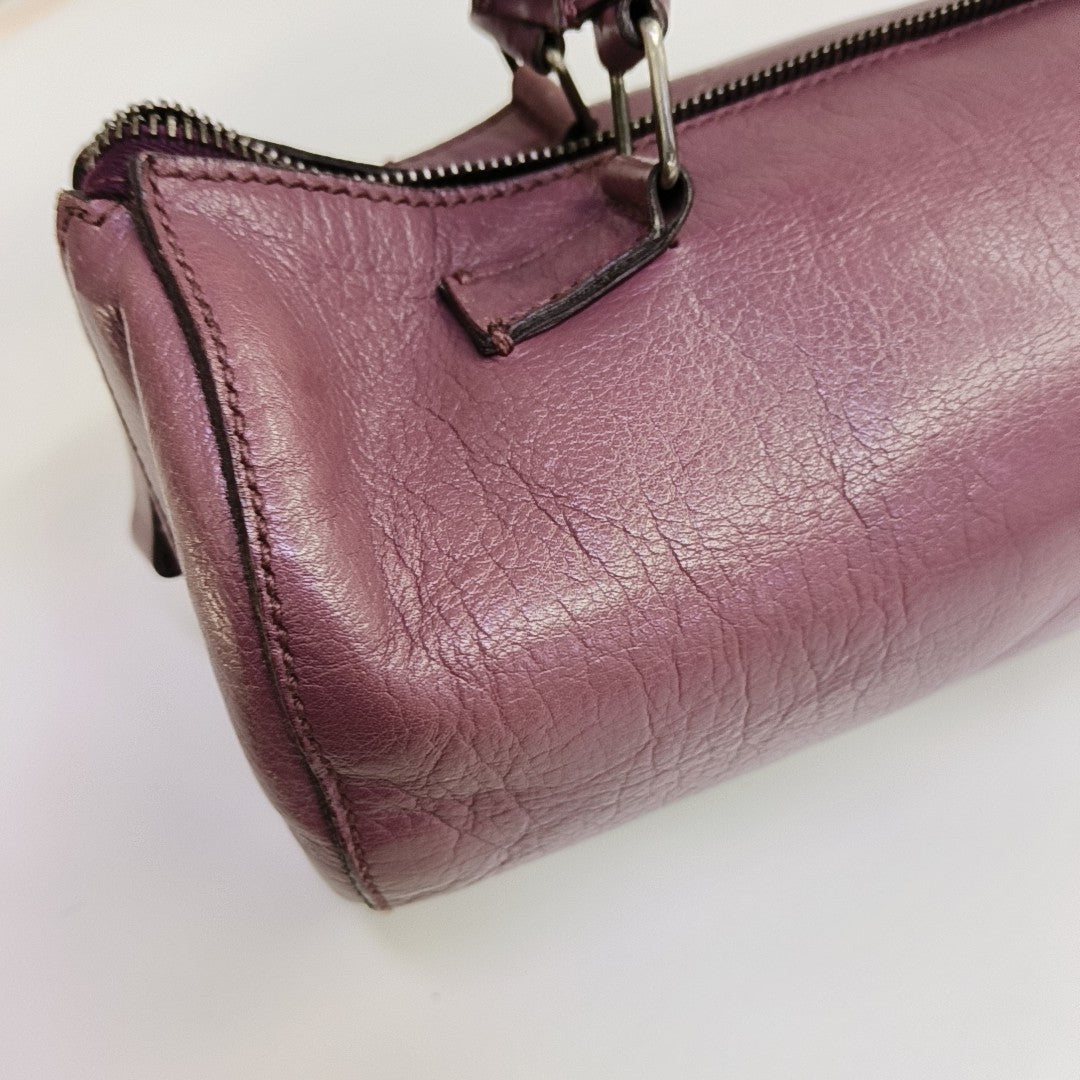 Lambskin Top Handle Bag Purple