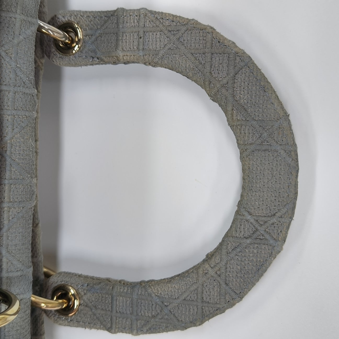 Lady D-Lite Medium Cannage Canvas Gray