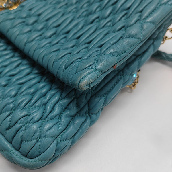 Crystal Quilted Lambskin Blue