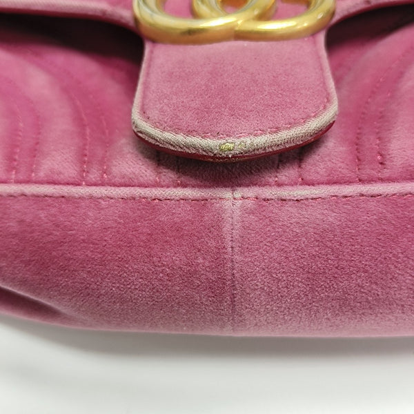 GG Marmont Medium Quilted Velvet Pink