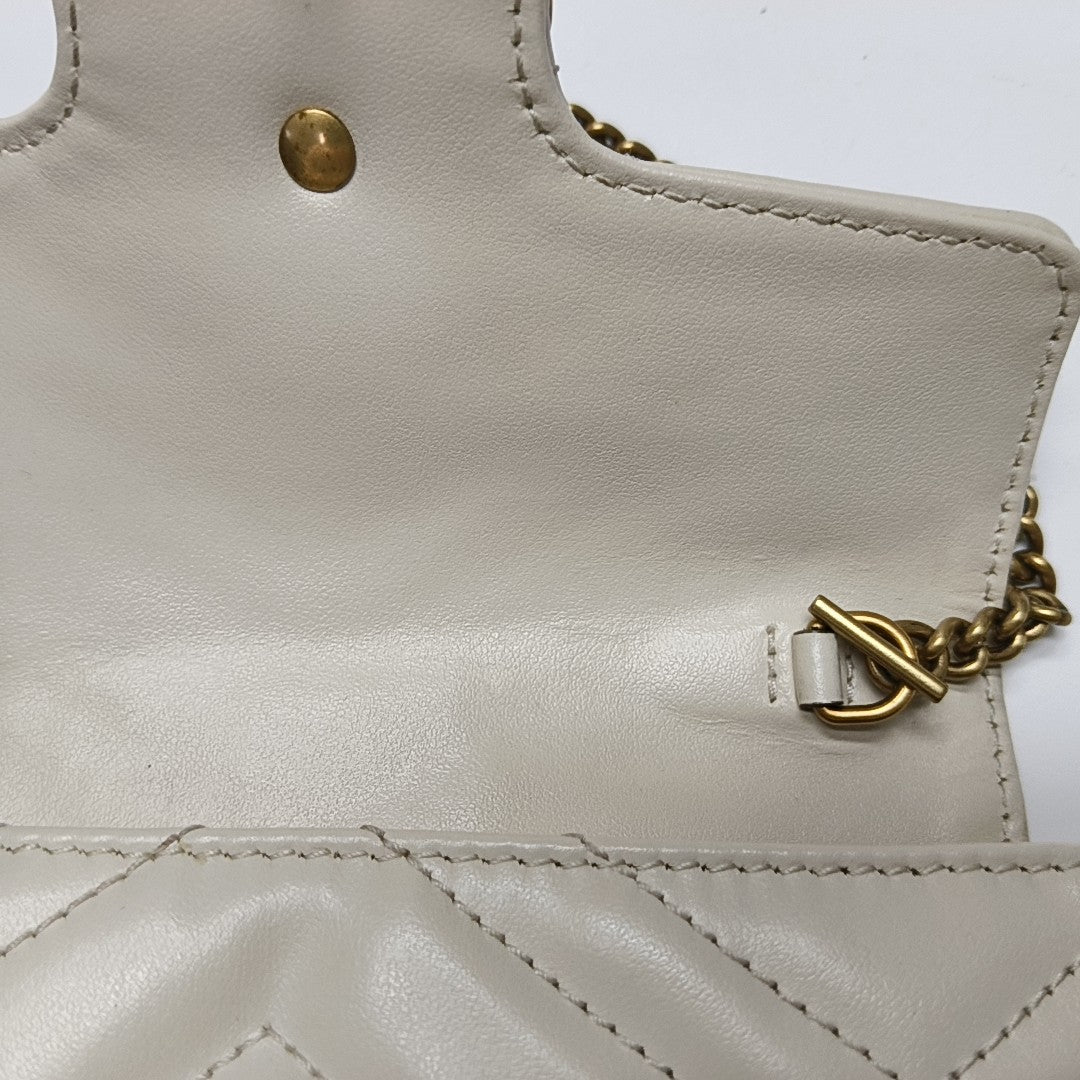 GG Marmont Mini Quilted Calfskin White