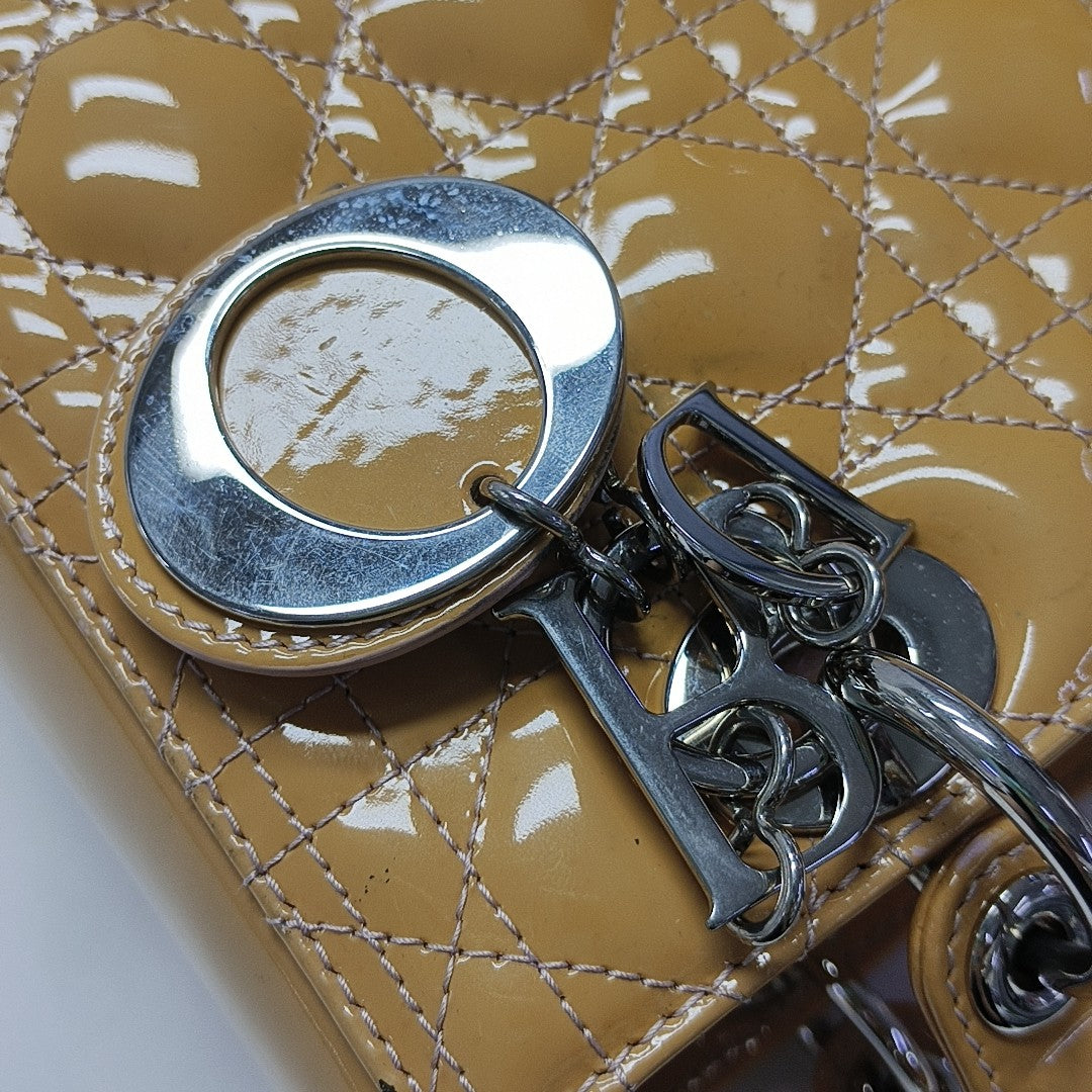 Lady Dior Medium Cannage Patent Leather Yellow