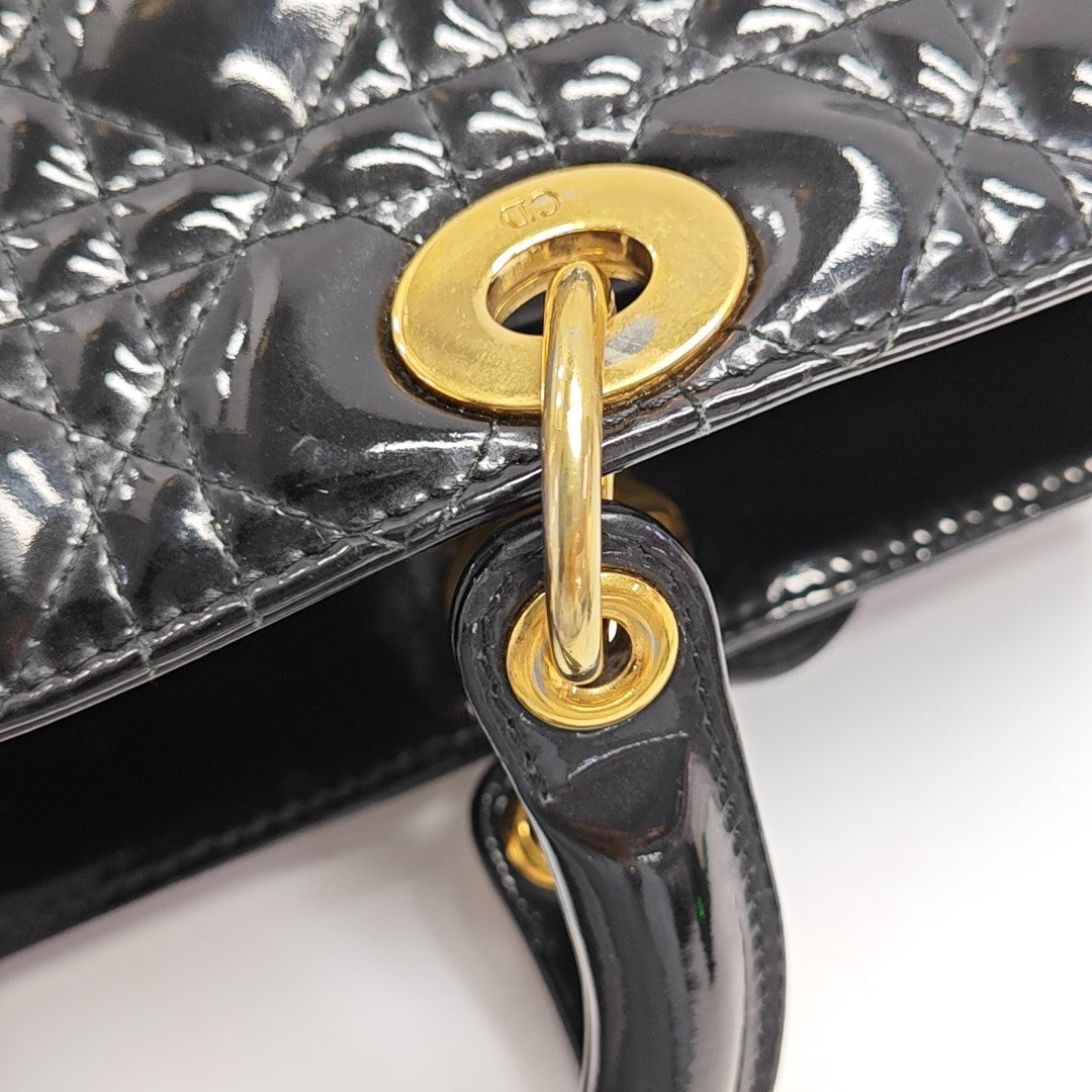 Lady Dior Large Patent Leather Black