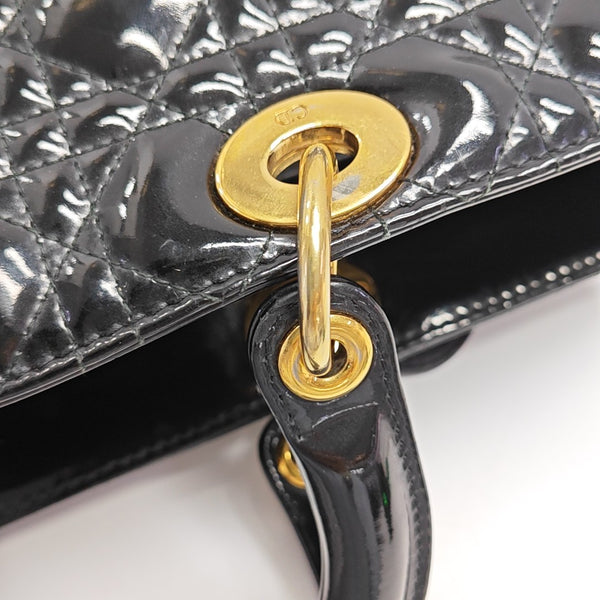 Lady Dior Large Patent Leather Black