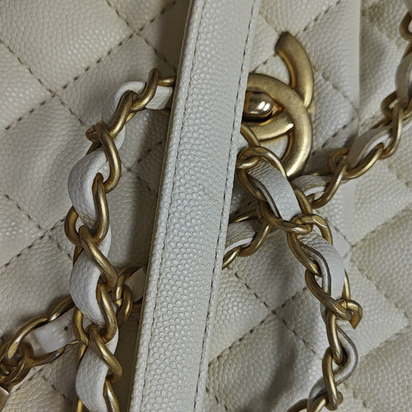 COCO HANDLE Medium Quilted Grained Calfskin Beige