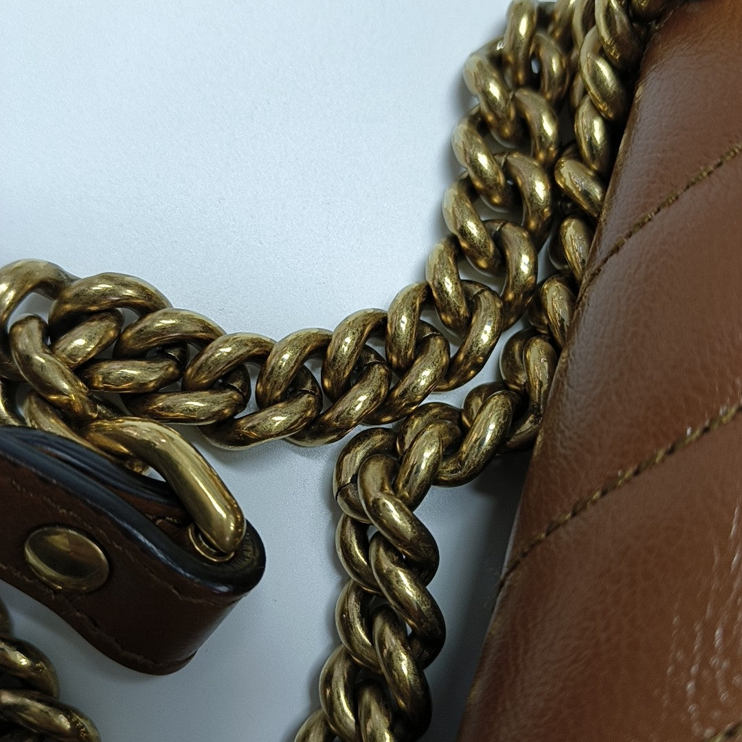 GG Marmont Small Quilted Calfskin Brown