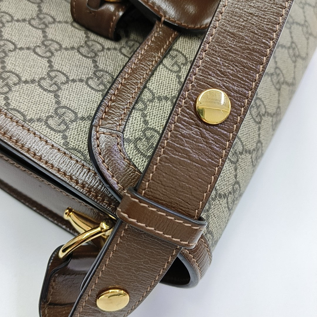 Horsebit 1955 Medium Monogram Coated Canvas Beige