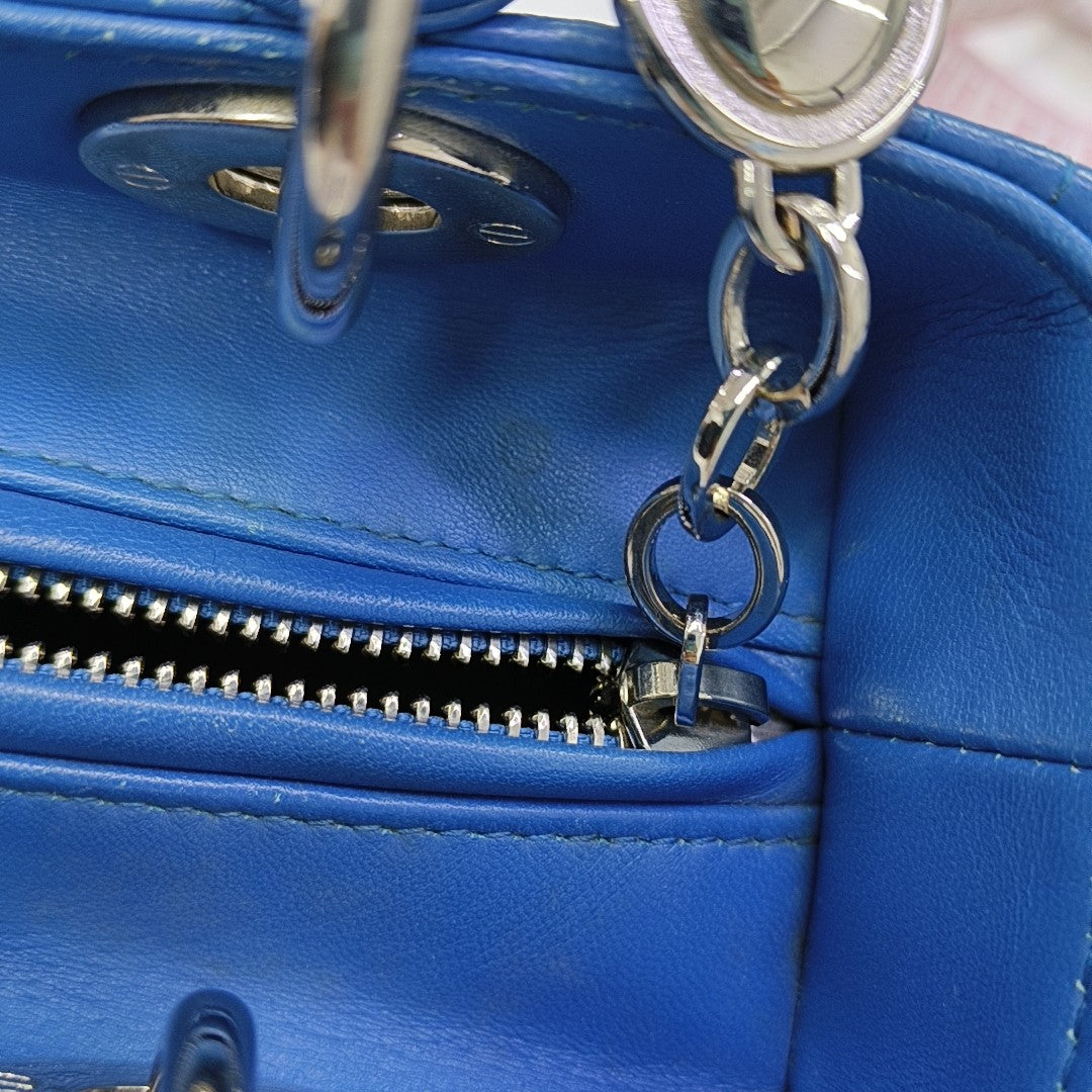 Lady Dior Medium Cannage Lambskin Blue