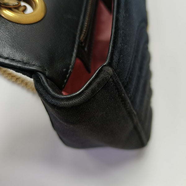 GG Marmont Medium Quilted Velvet Black