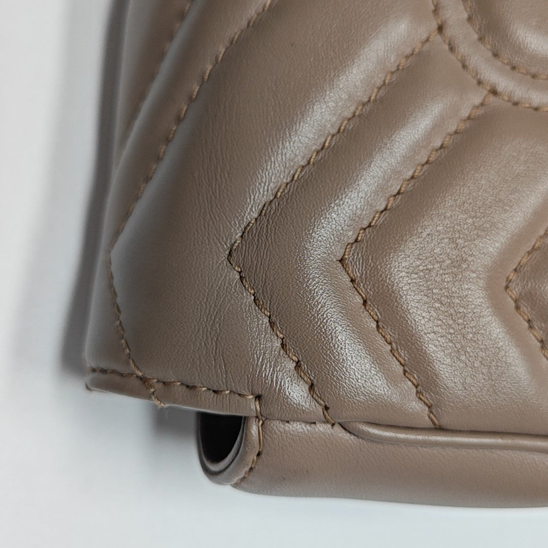 GG Marmont Mini Quilted Calfskin Beige