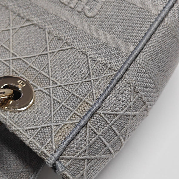 Lady D-Lite Medium Cannage Canvas Gray