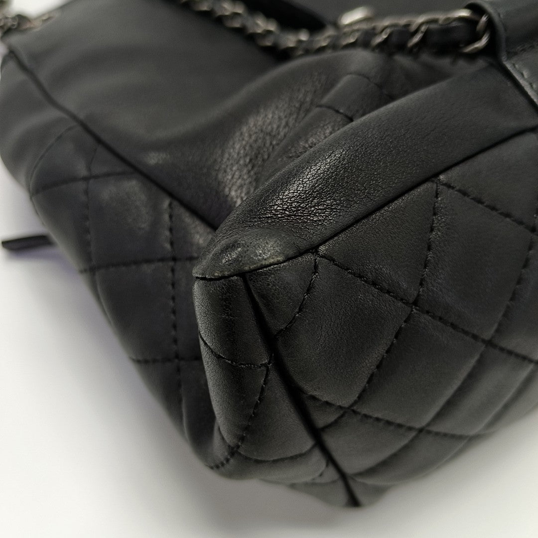 Quilted Calfskin Backpack Black