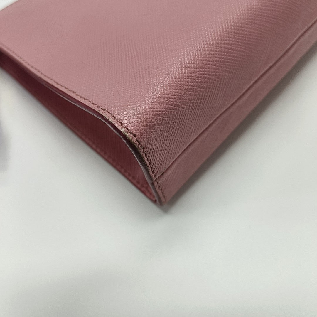 Saffiano Calfskin Clutch Pink