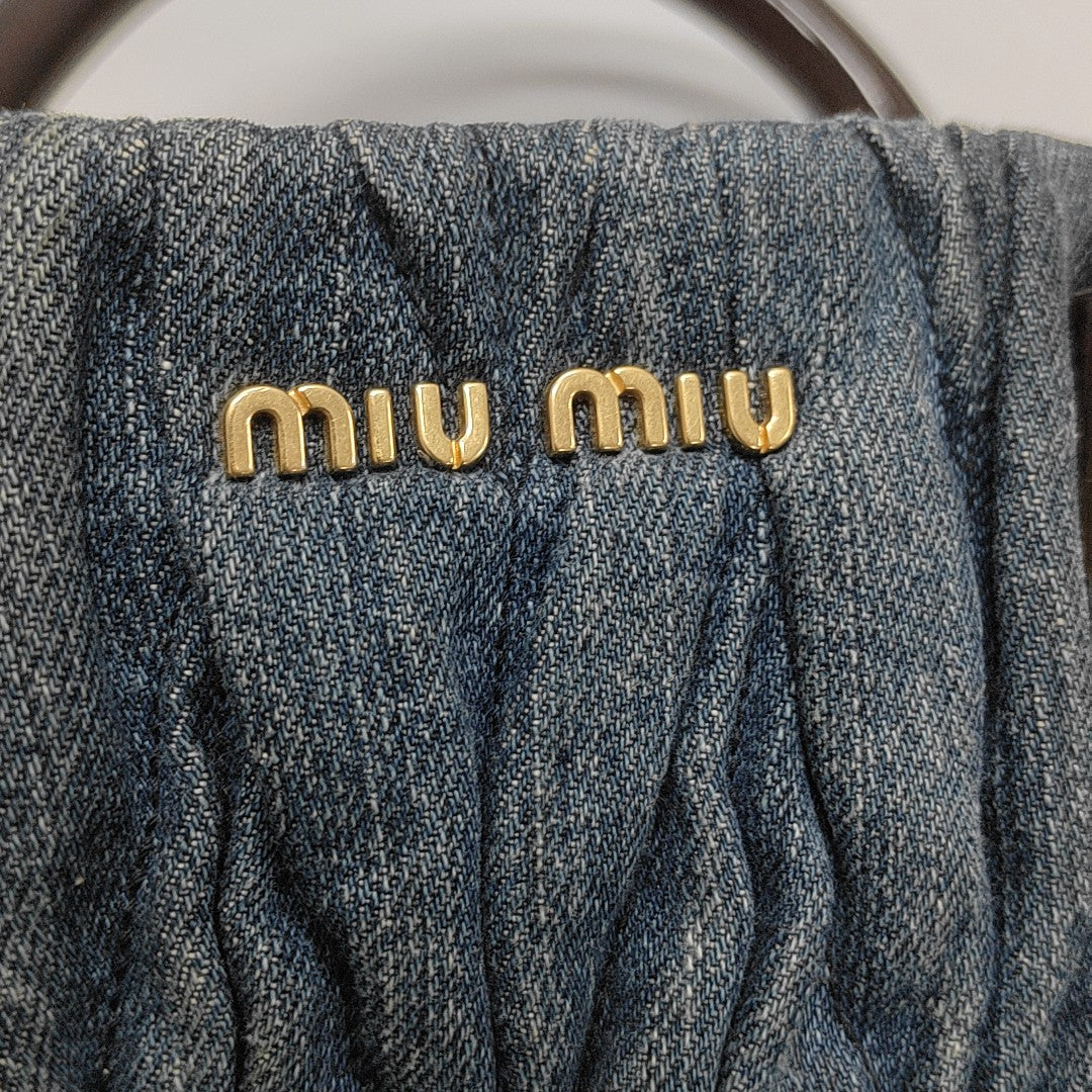 Quilted Denim Tote Bag Blue