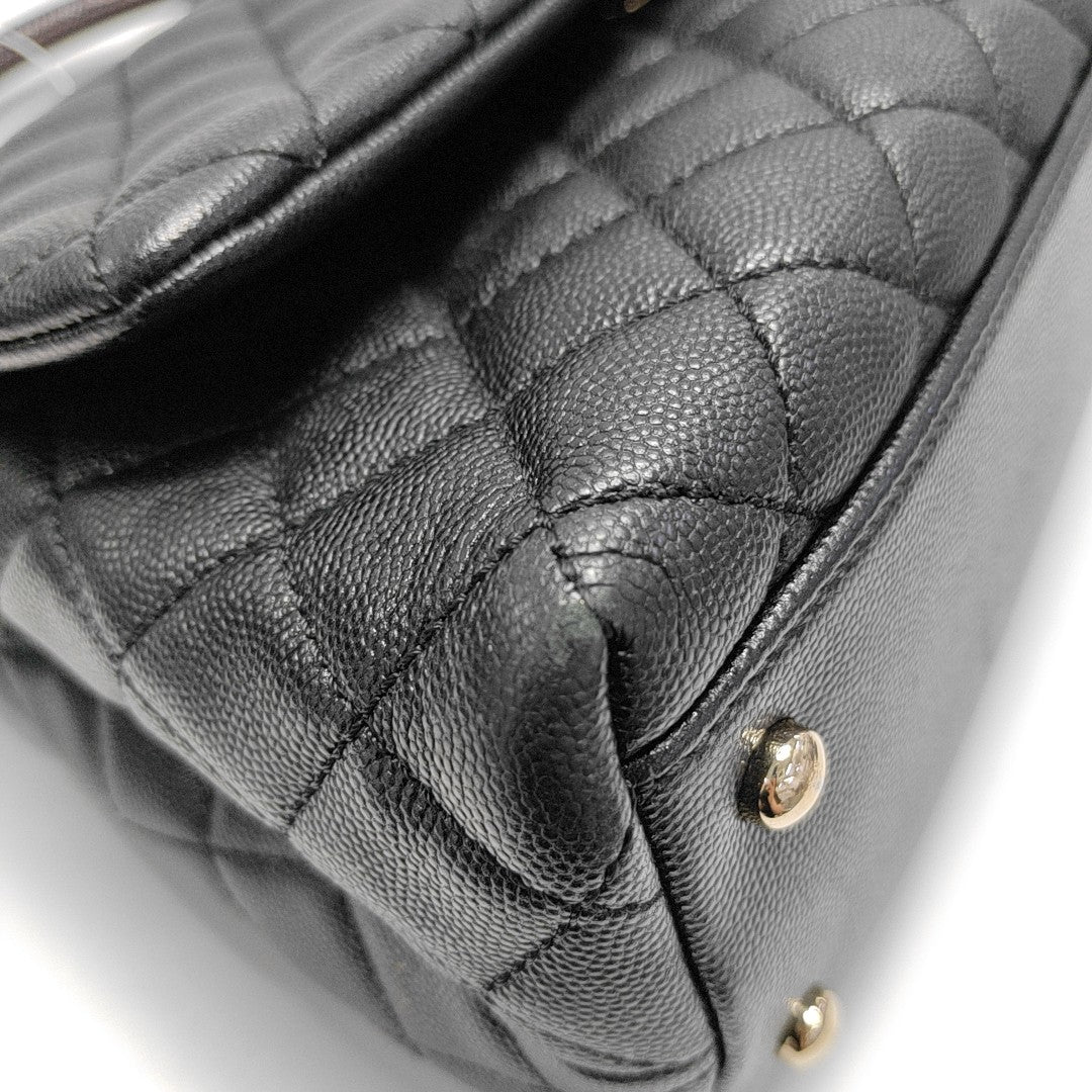 COCO HANDLE Medium Quilted Grained Calfskin Black