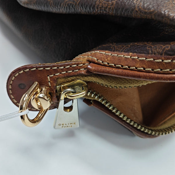 Coated Canvas Clutch Brown
