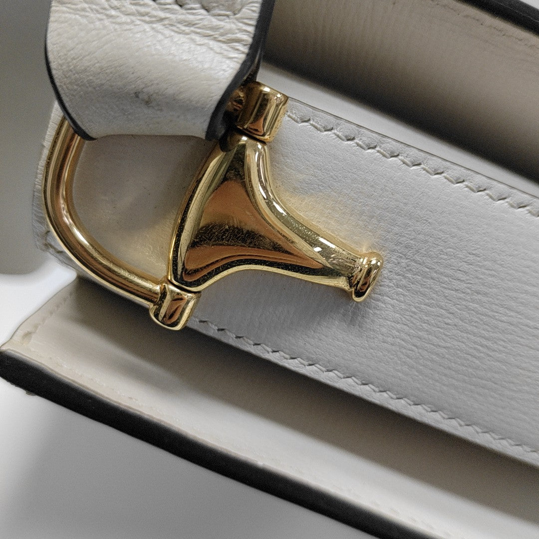 Authenticated pre-owned  Horsebit 1955 Small Calfskin White - Shoulder Bag at Looply