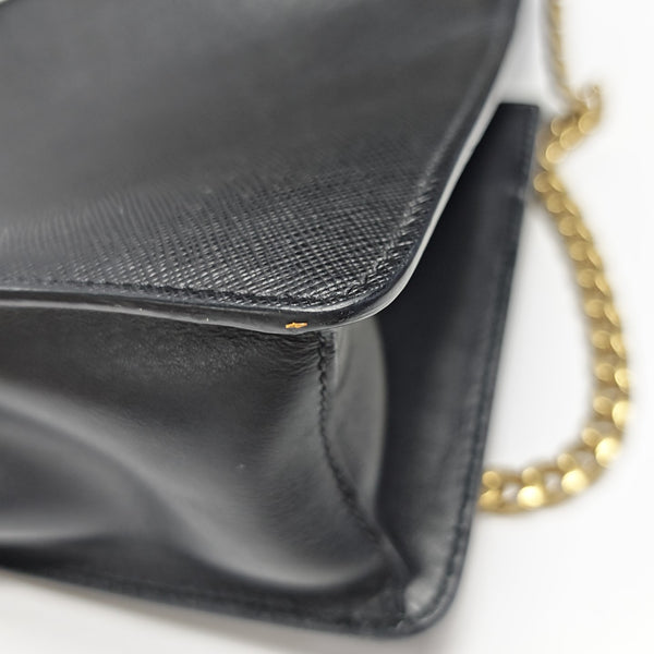 Saffiano Calfskin Shoulder Bag Black