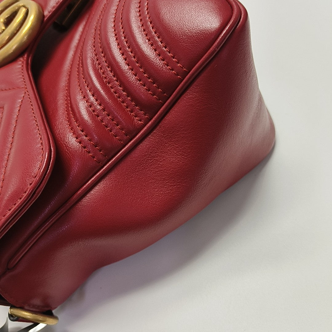 GG Marmont Small Quilted Calfskin Red