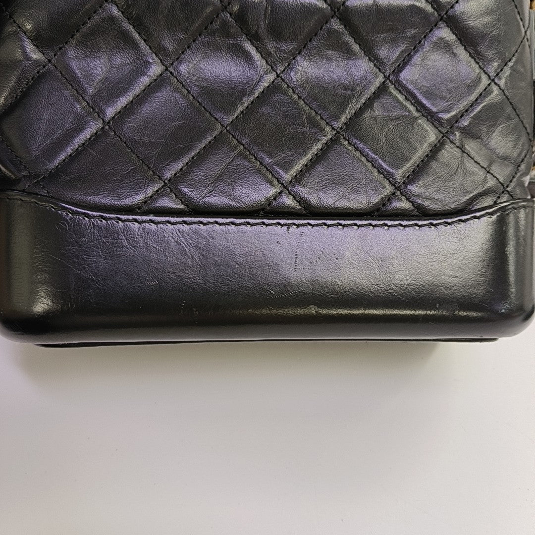GABRIELLE Small Quilted Vintage Calf Black