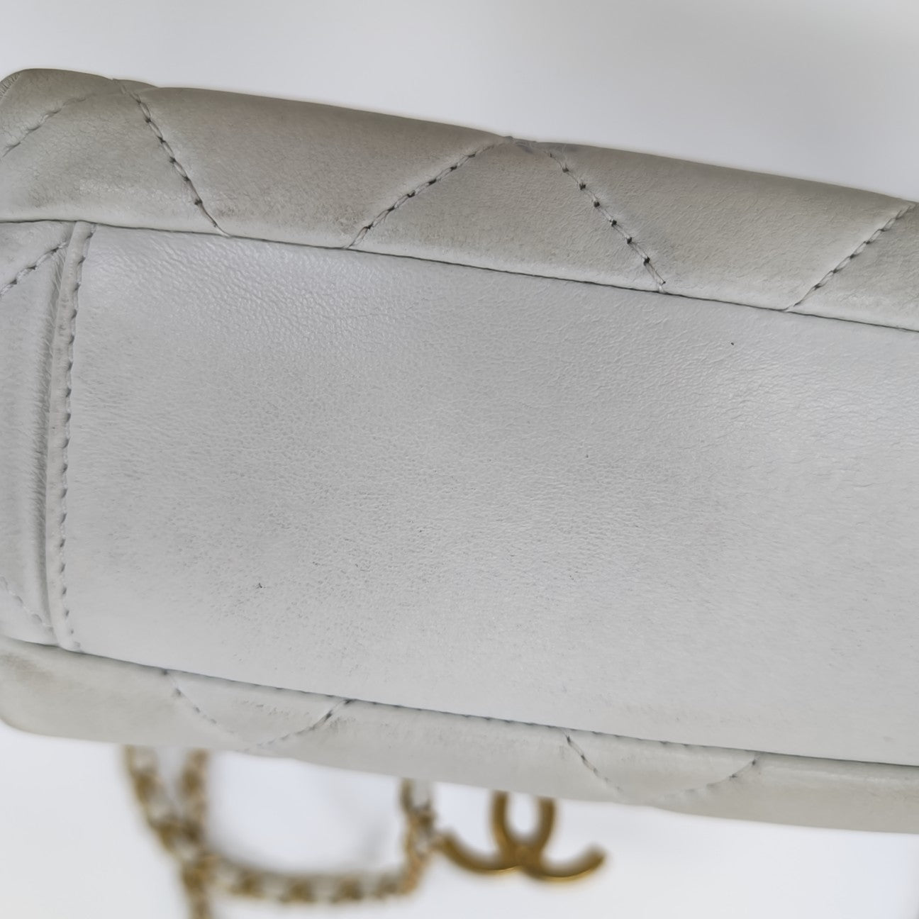 Quilted Lambskin Shoulder Bag White