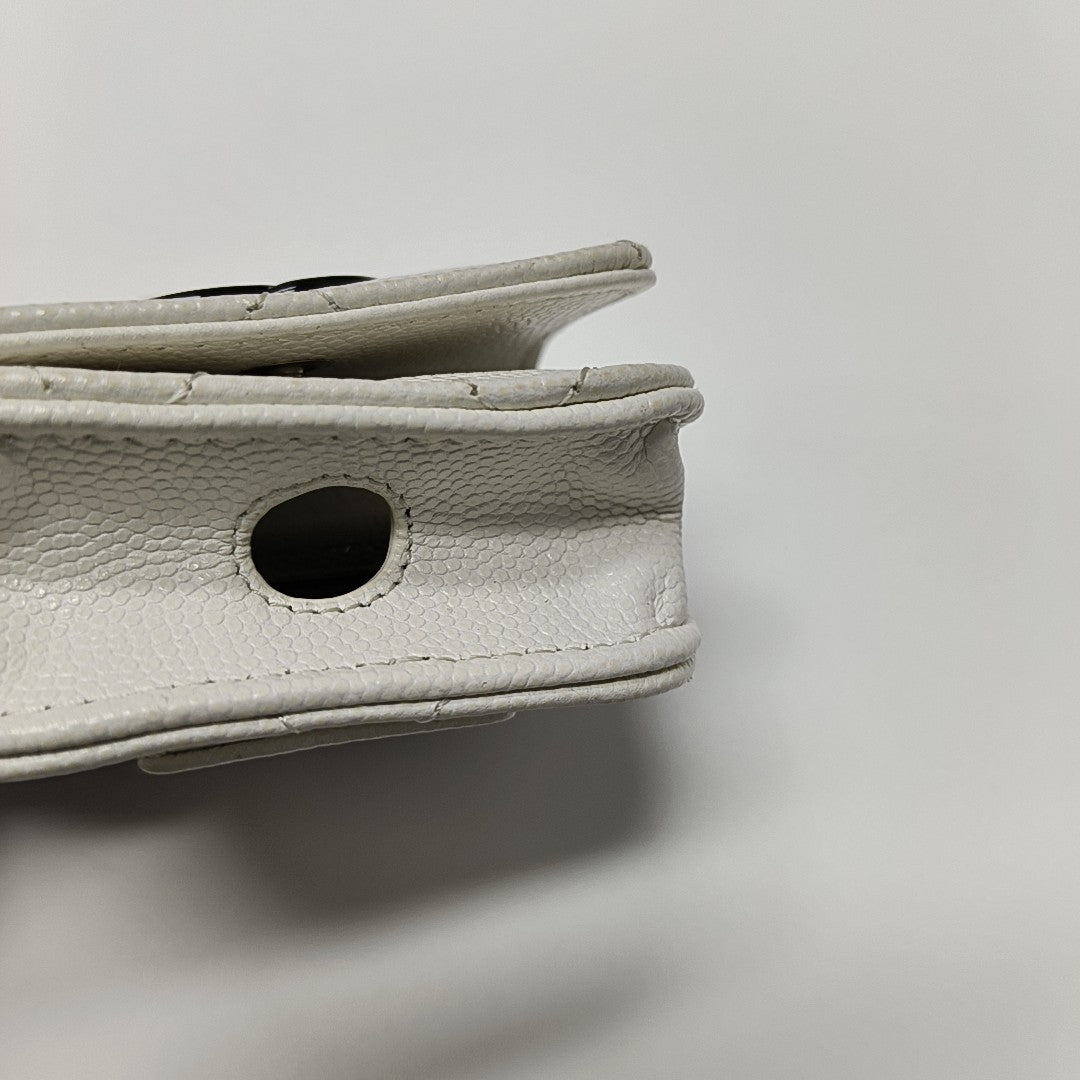 Quilted Grained Calfskin Belt Bag White