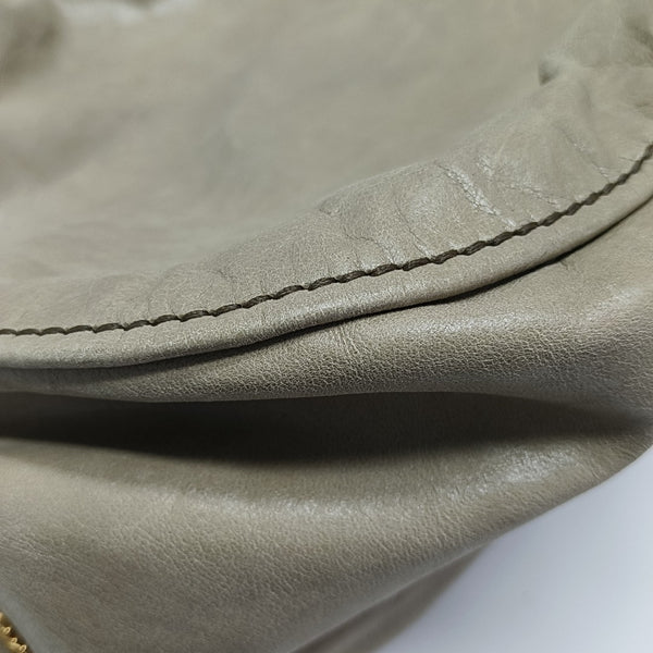 Leather Top Handle Bag Beige