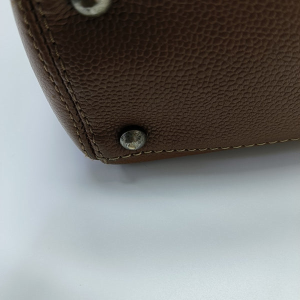 Grained Calfskin Shoulder Bag Brown