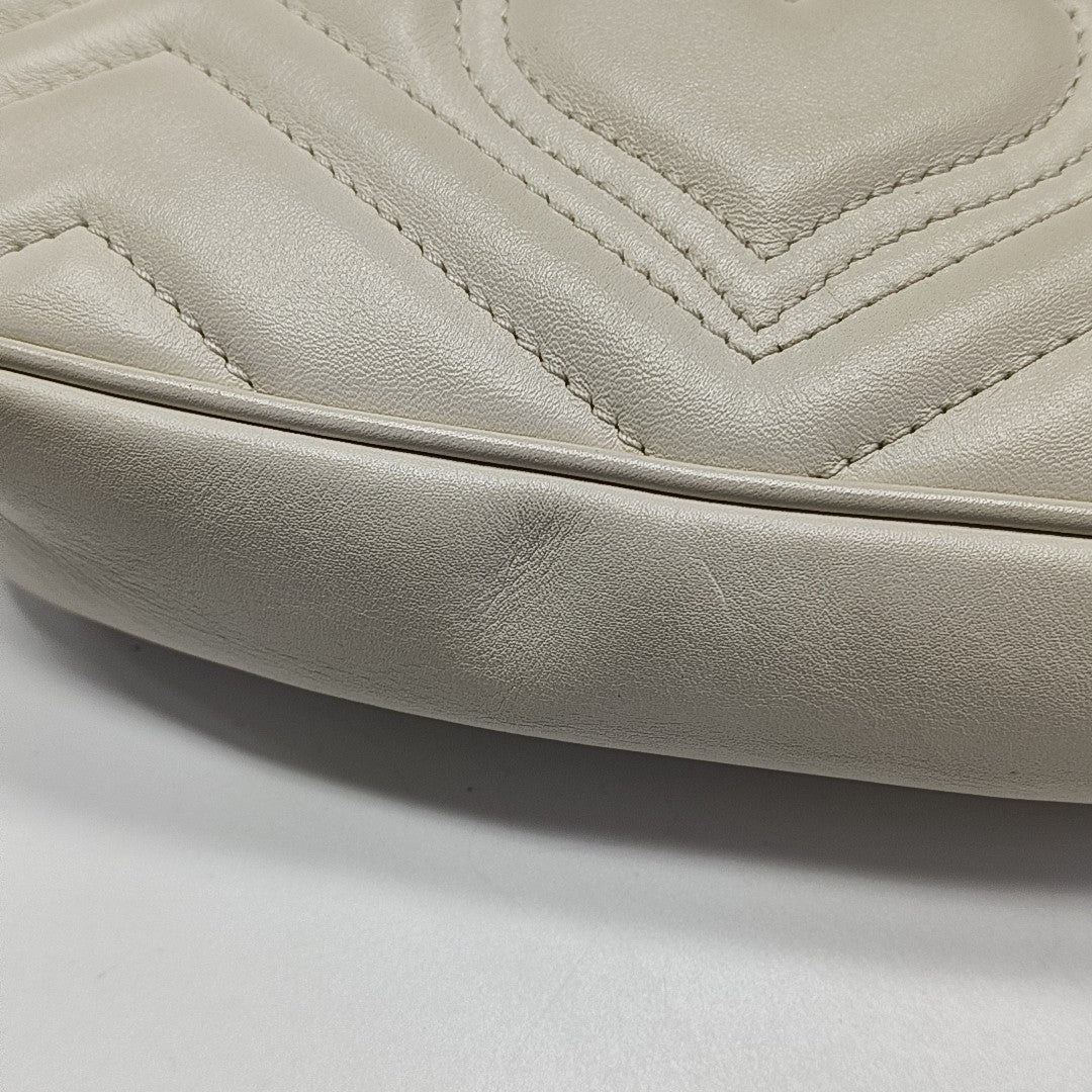GG Marmont Mini Quilted Calfskin White