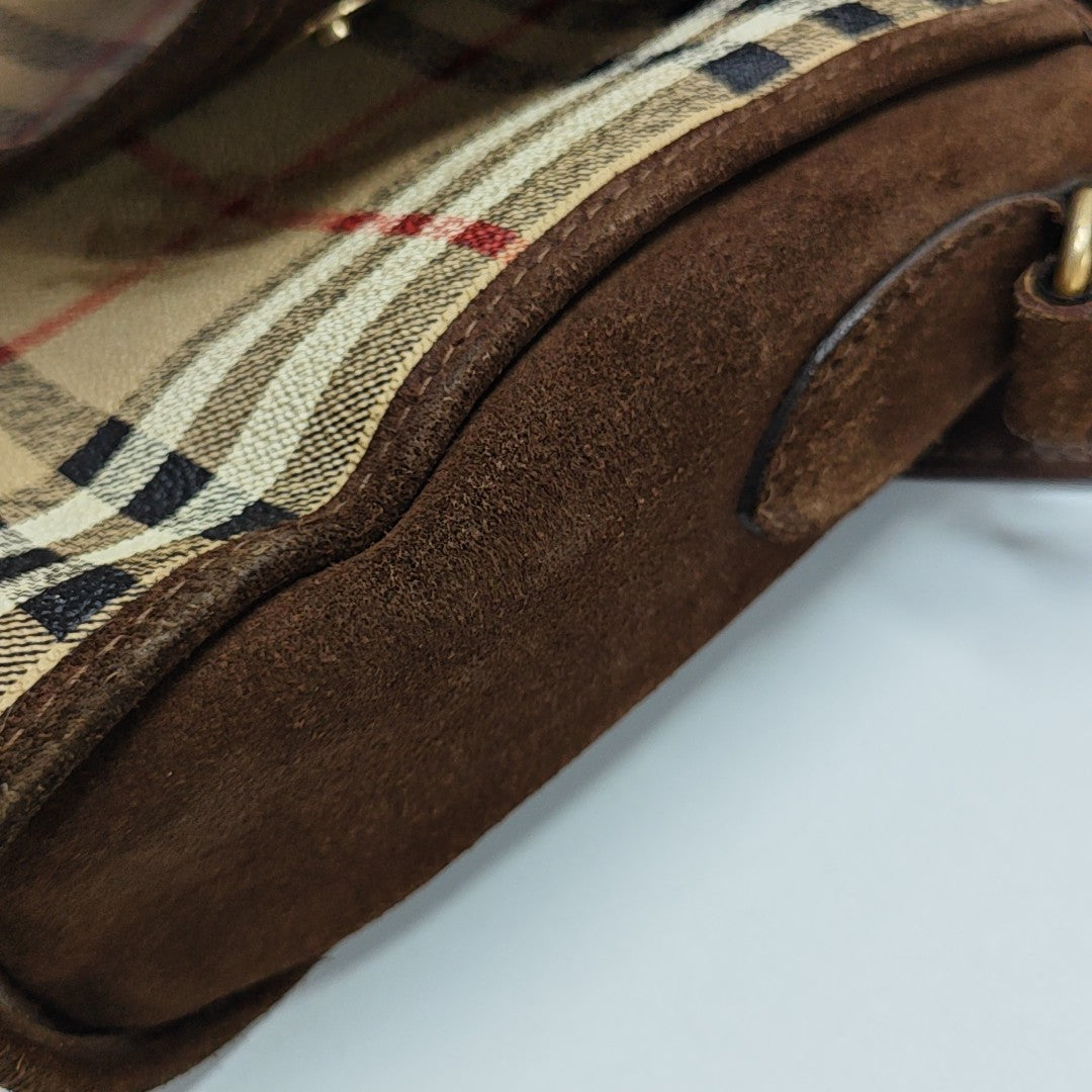 Coated Canvas Shoulder Bag Brown