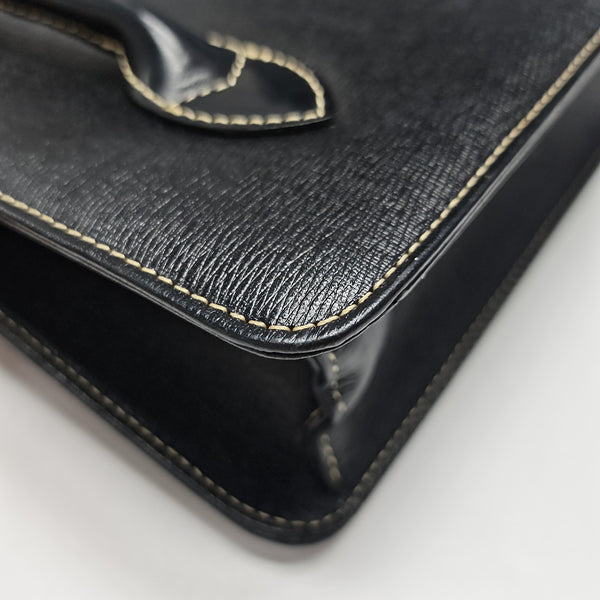 Calfskin Top Handle Bag Black