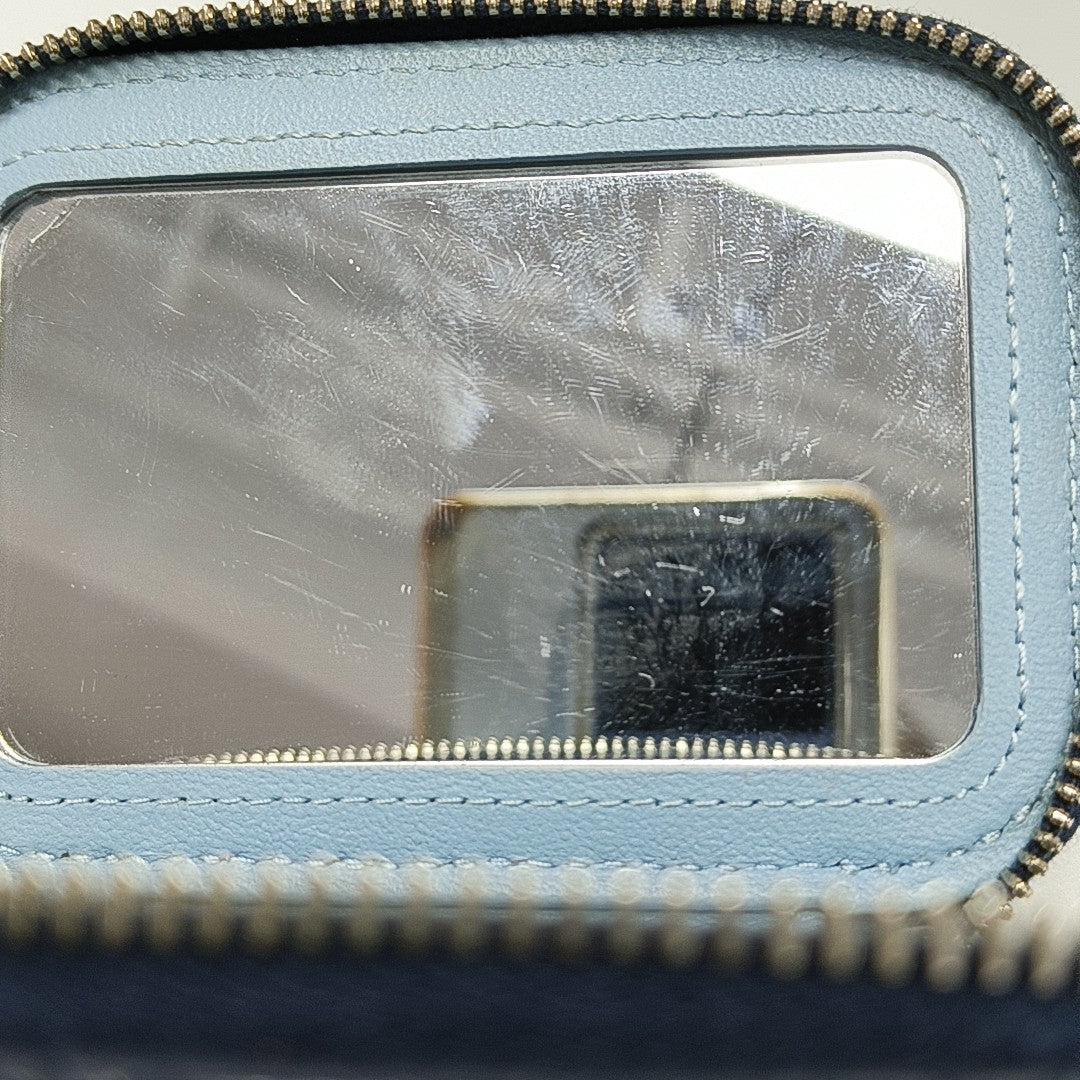 VINTAGE COSMETIC BAGS Quilted Lambskin Blue