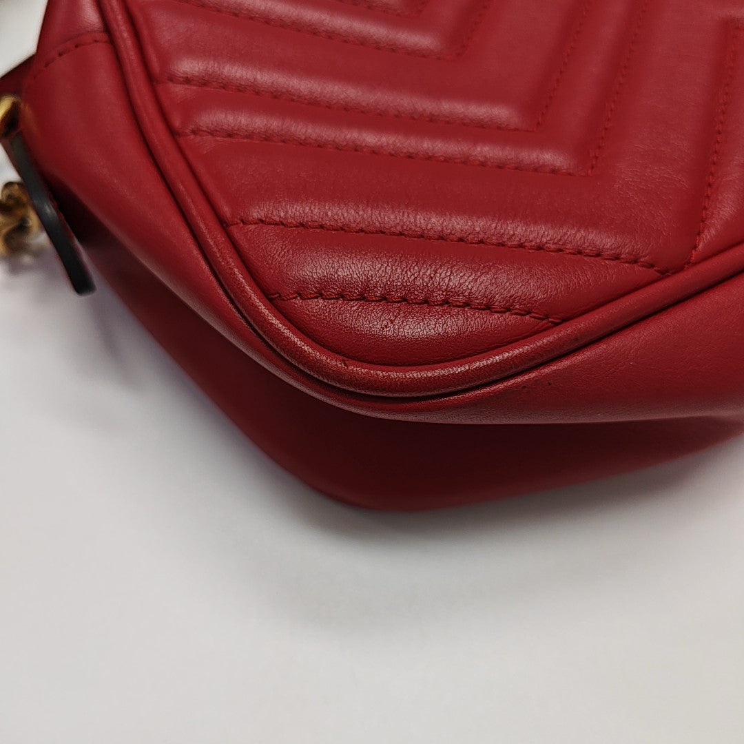 GG Marmont Small Quilted Calfskin Red