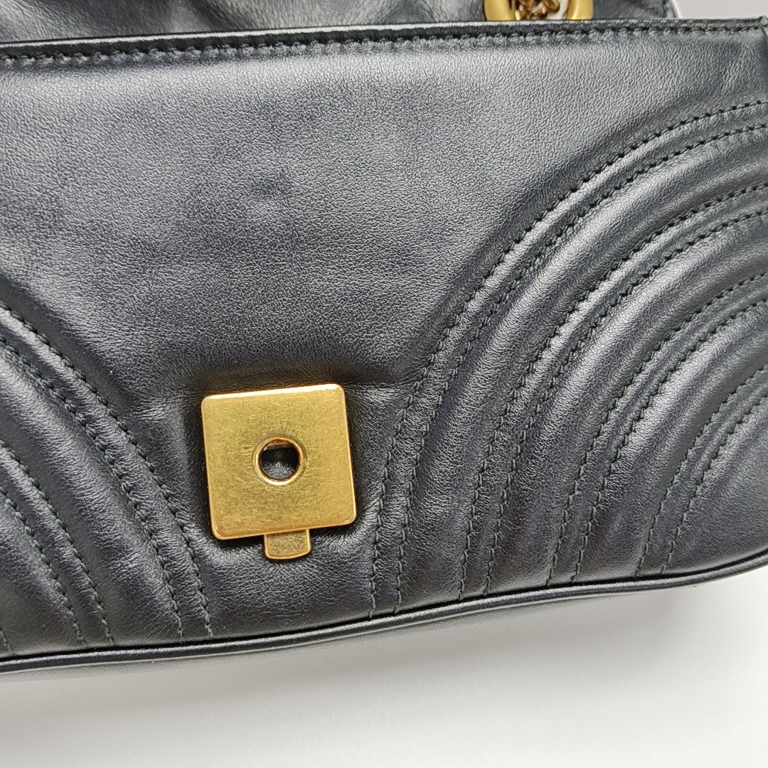 GG Marmont Small Quilted Calfskin Black