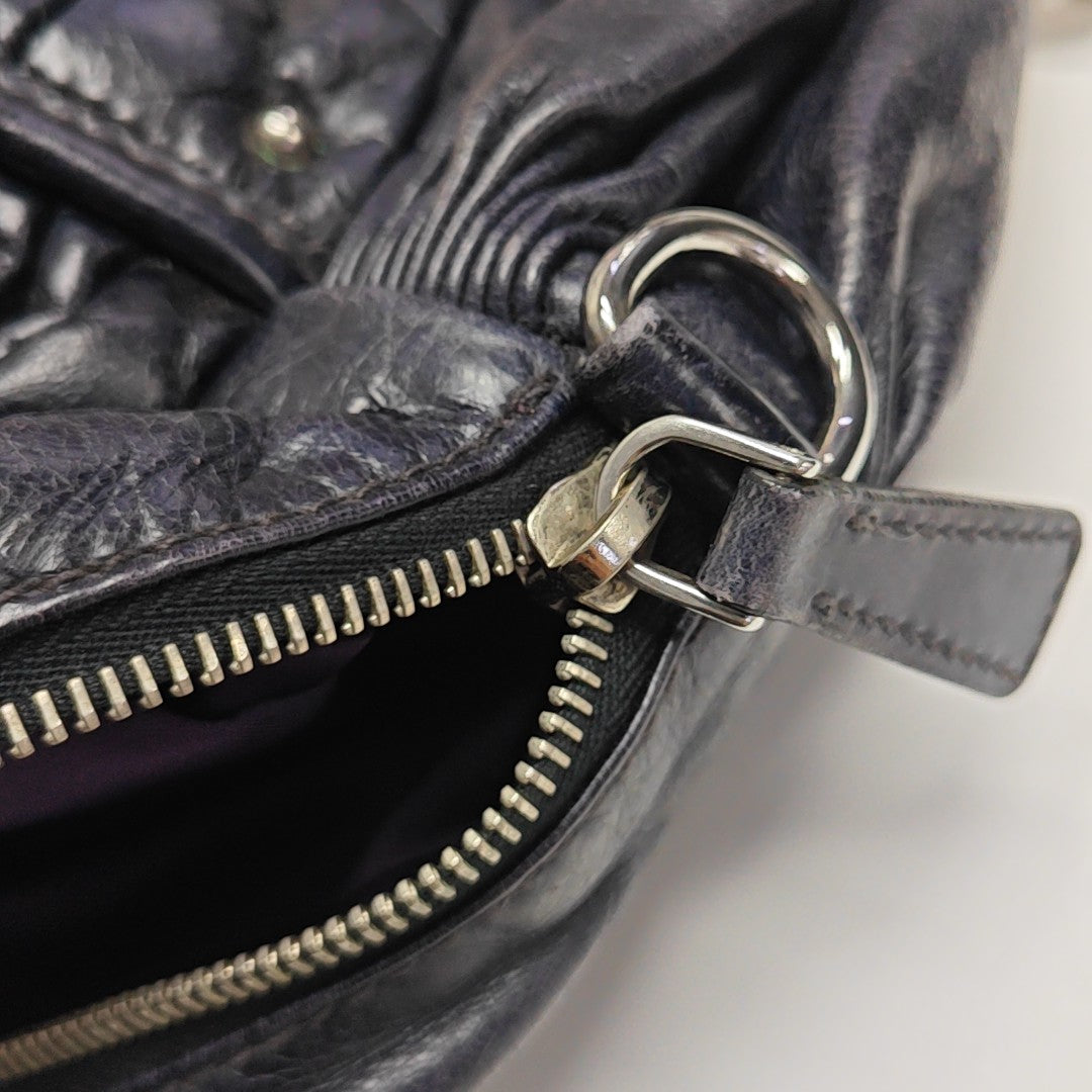 Quilted Lambskin Top Handle Bag Blue