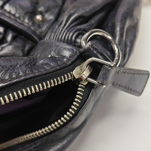 Quilted Lambskin Top Handle Bag Blue