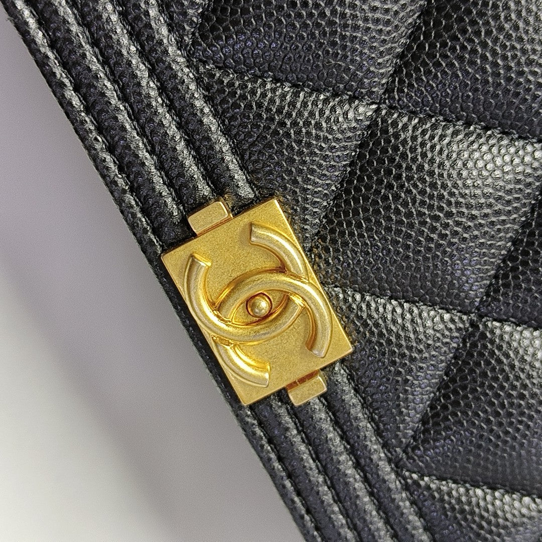 BOY CHANEL Mini Quilted Grained Calfskin Black