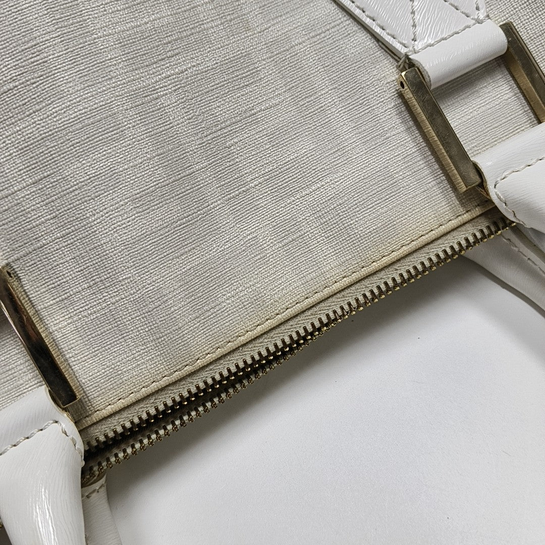 Coated Canvas Top Handle Bag White