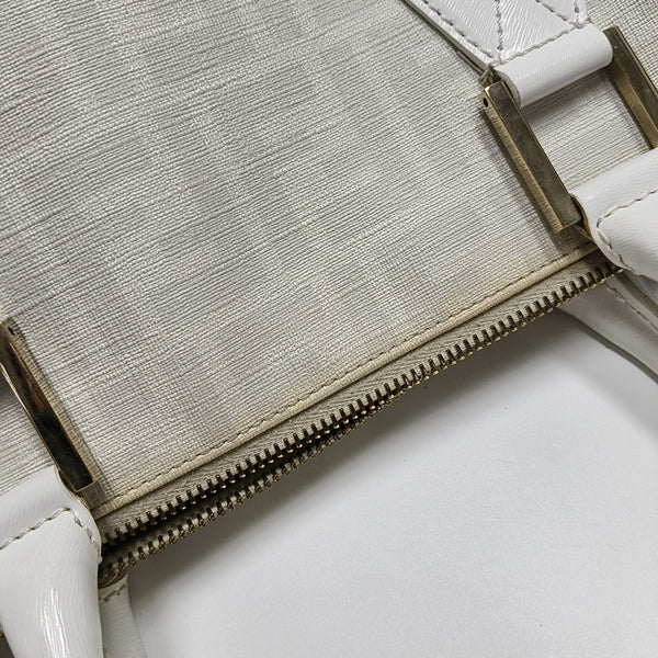 Coated Canvas Top Handle Bag White