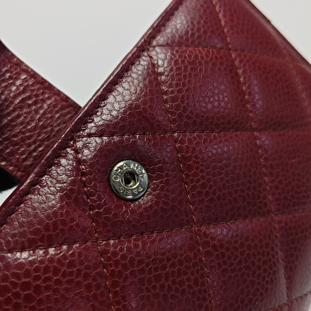 Quilted Grained Calfskin Wallet Red